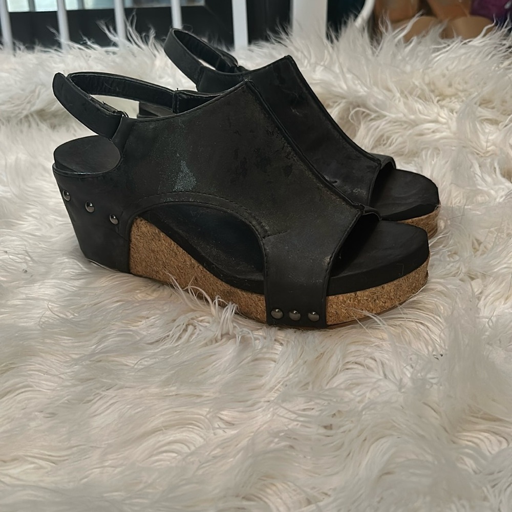 Boutique by Corkys black cork wedges